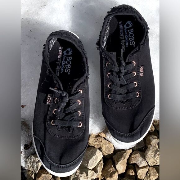 Skechers Shoes - GentlyWorn BOBS Women's Black Canvas Shoes, Great for Everyday Casual & Outings